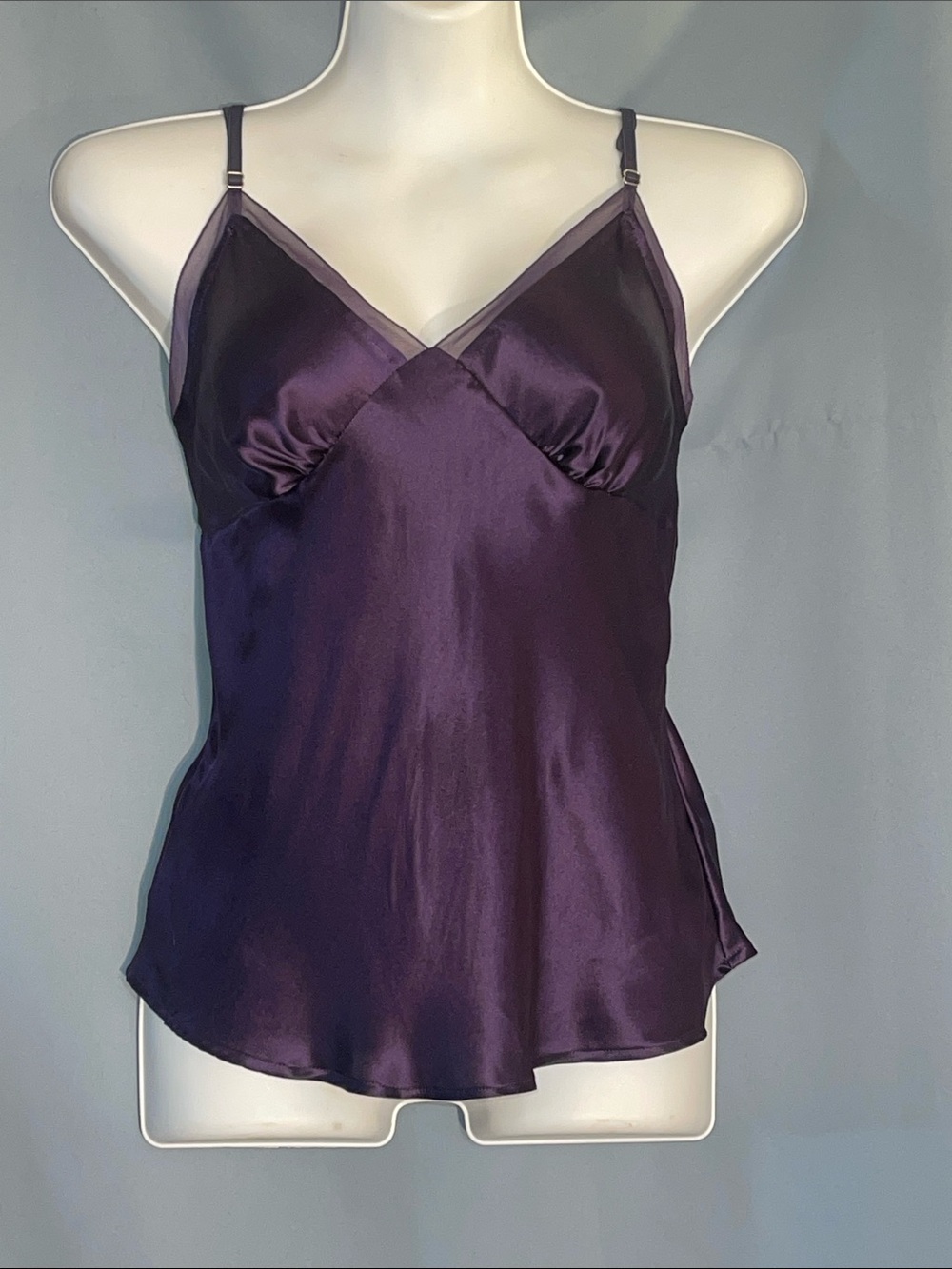 Silky Purple V-Neck Satin Cami Tank Top